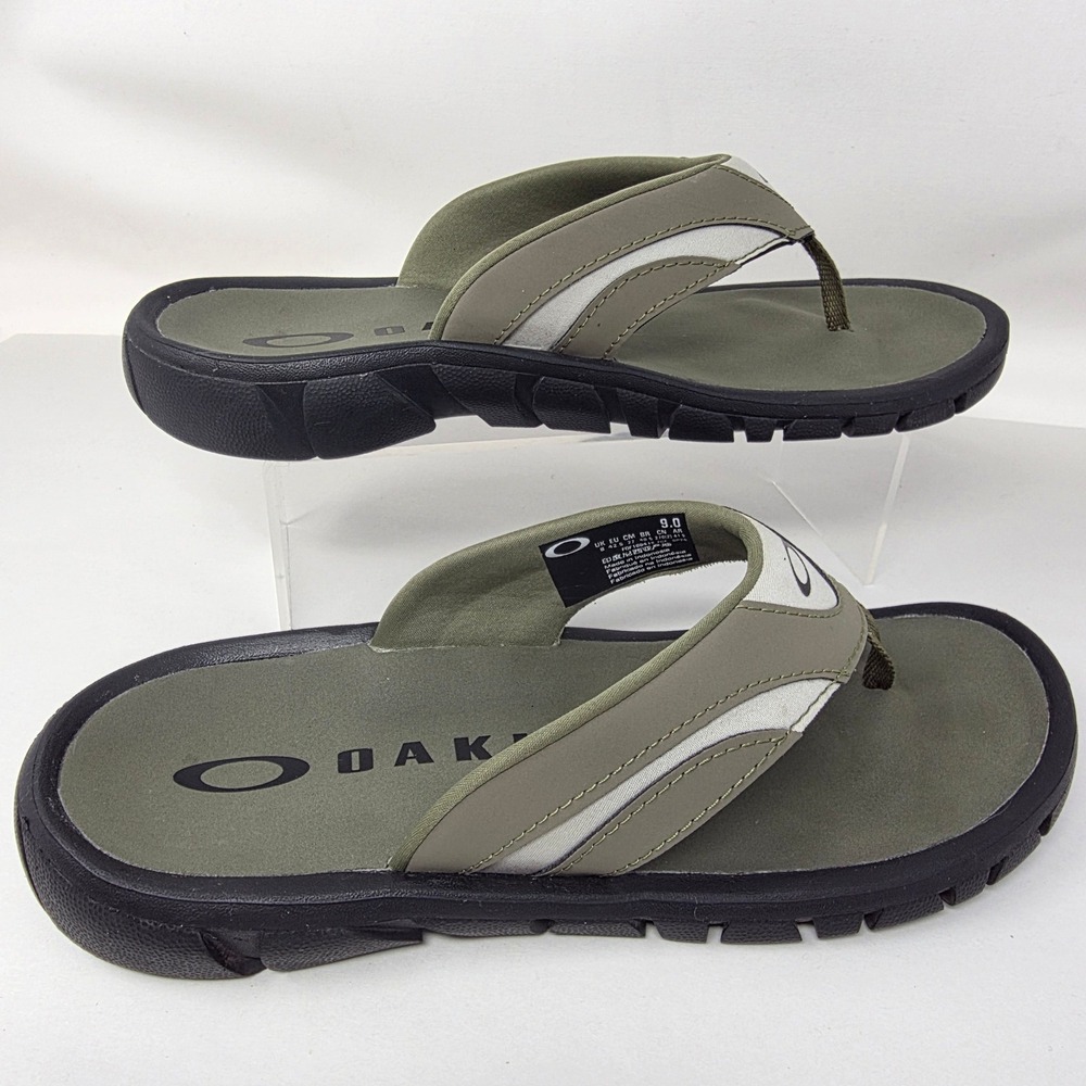 Oakley Operative 2.0 Sandals Mens 9 Flip Flops Olive Green Gray FOF100418 EX